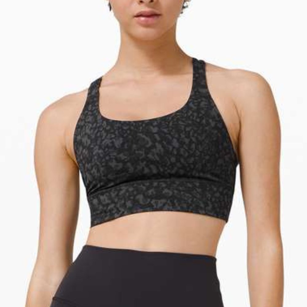 Lululemon Energy longline bra, wild camo deep coal